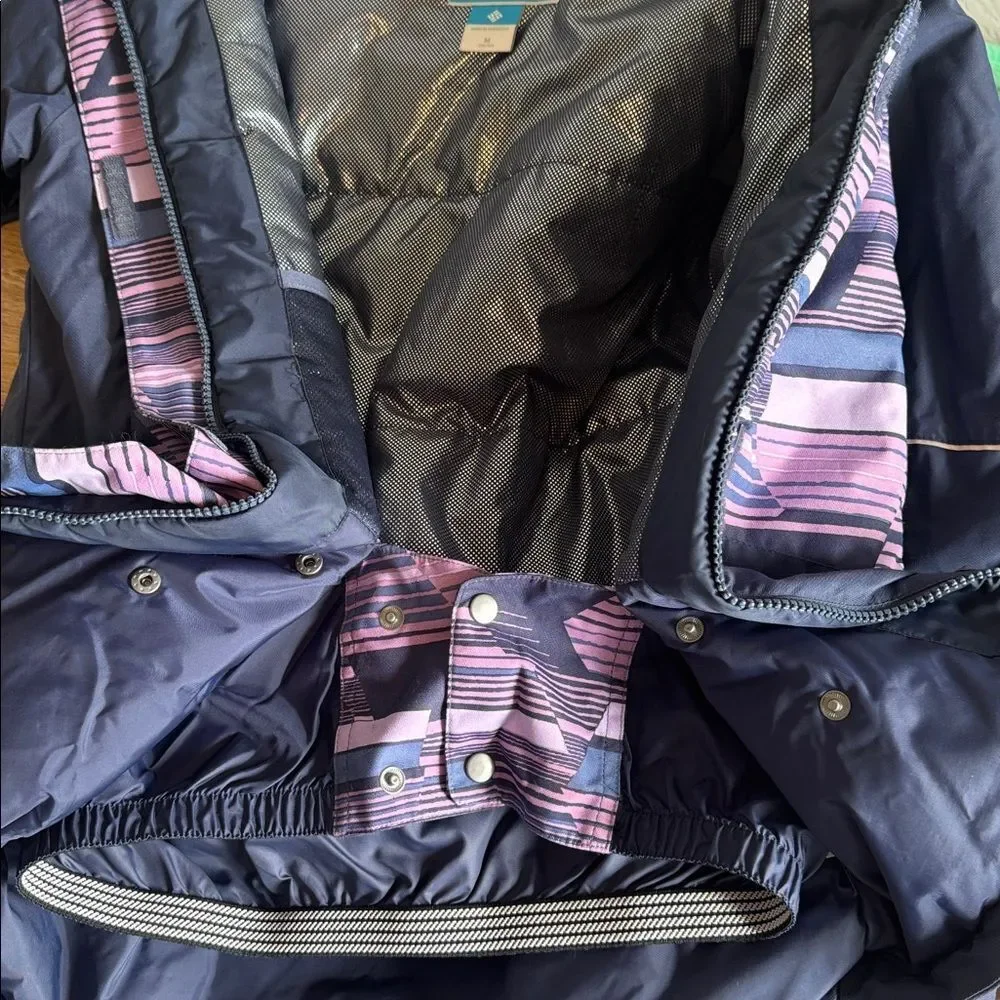 Columbia Blue Purple Patterned Omni-Heat Ski Outdoors Winter Jacket Size M 10/12